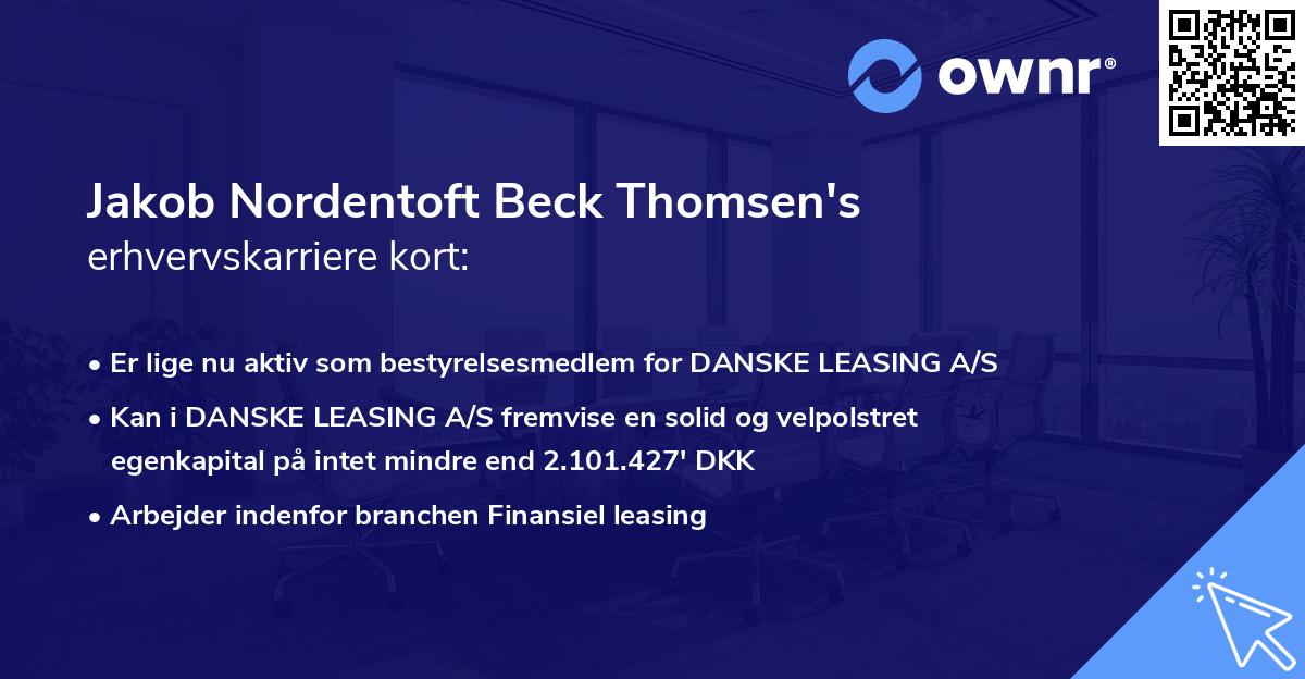 Jakob Nordentoft Beck Thomsen's erhvervskarriere kort
