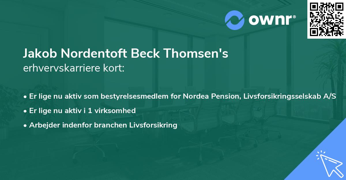 Jakob Nordentoft Beck Thomsen's erhvervskarriere kort