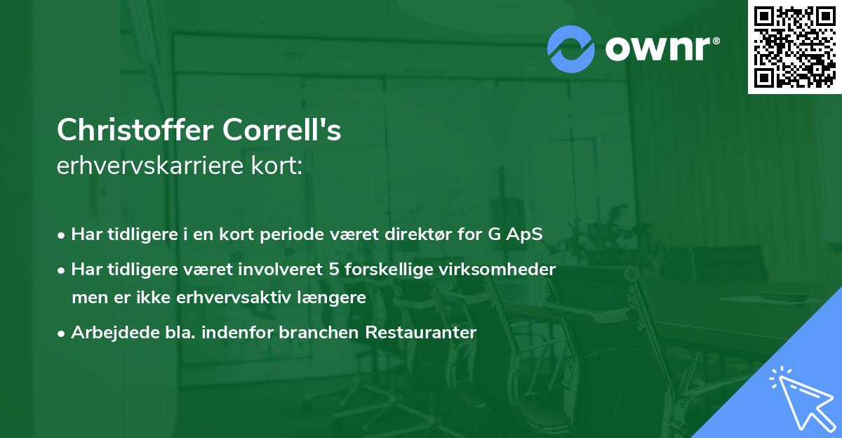 Christoffer Correll's erhvervskarriere kort