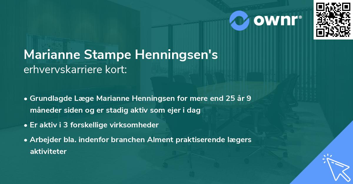 Marianne Stampe Henningsen's erhvervskarriere kort