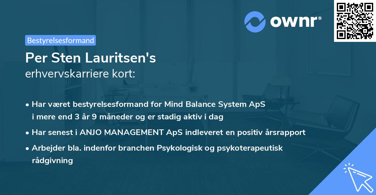 Per Sten Lauritsen's erhvervskarriere kort