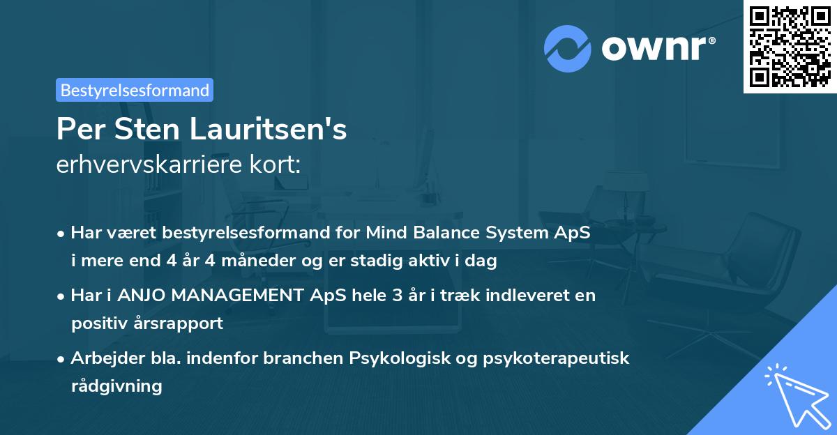 Per Sten Lauritsen's erhvervskarriere kort