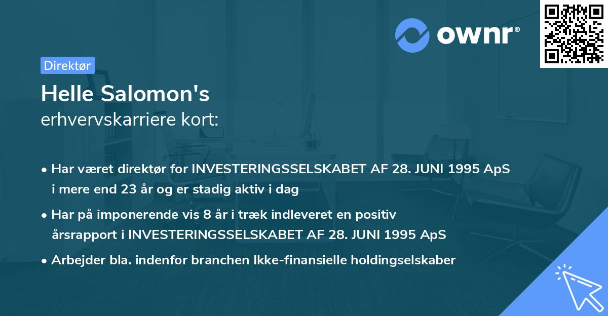 Helle Salomon's erhvervskarriere kort