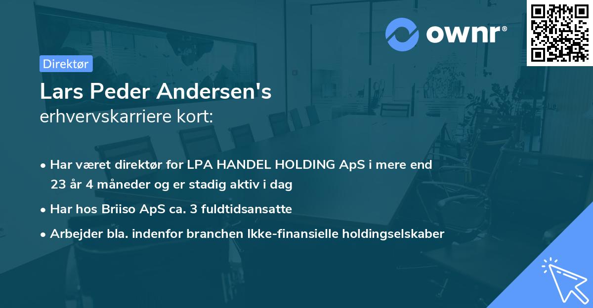 Lars Peder Andersen's erhvervskarriere kort