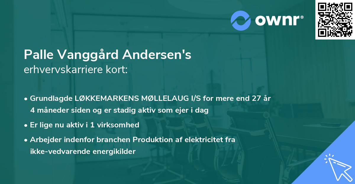 Palle Vanggård Andersen's erhvervskarriere kort