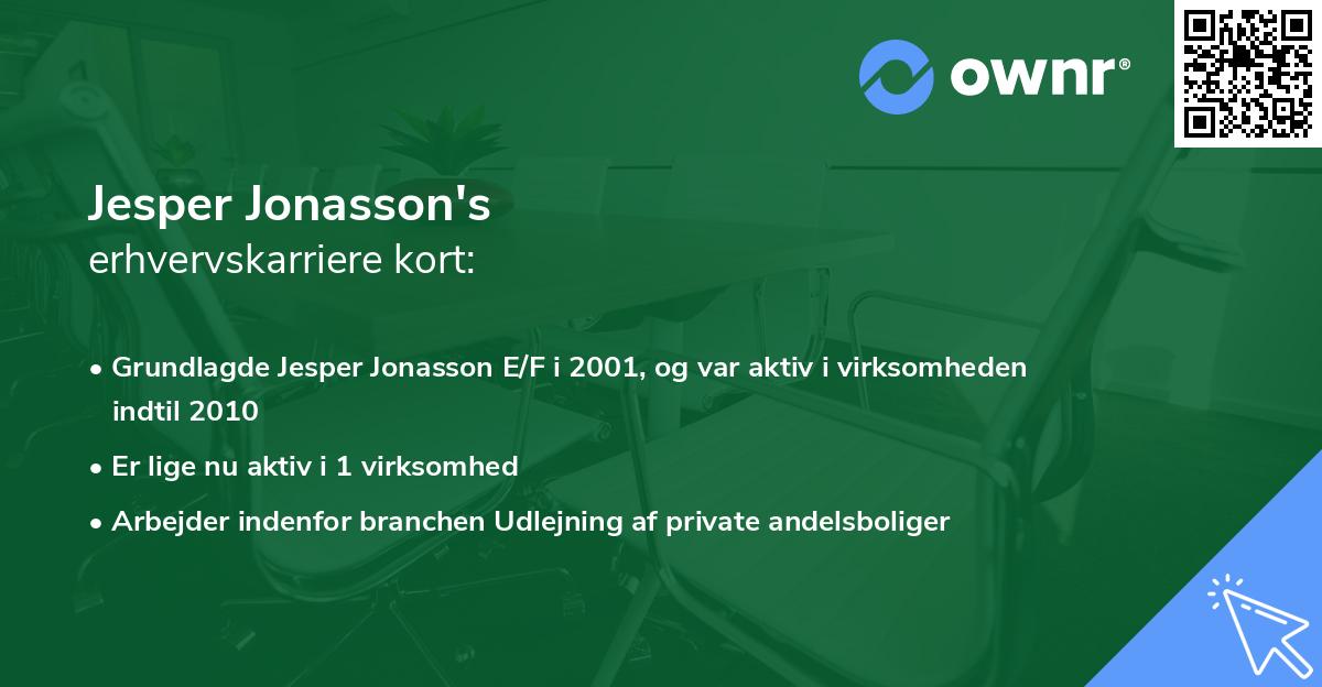 Jesper Jonasson's erhvervskarriere kort