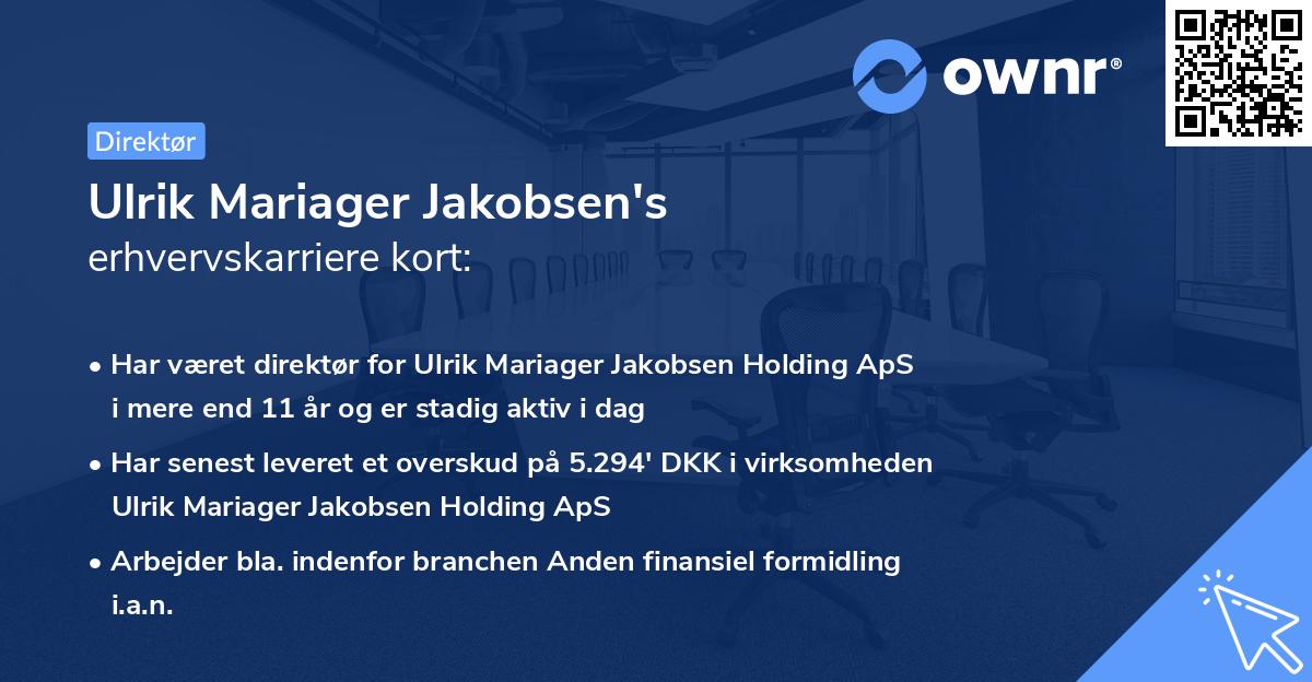 Ulrik Mariager Jakobsen's erhvervskarriere kort