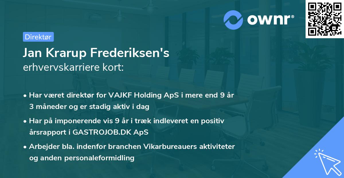 Jan Krarup Frederiksen's erhvervskarriere kort