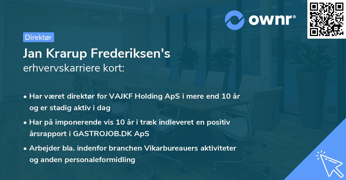 Jan Krarup Frederiksen's erhvervskarriere kort