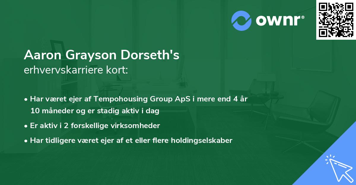 Aaron Grayson Dorseth's erhvervskarriere kort