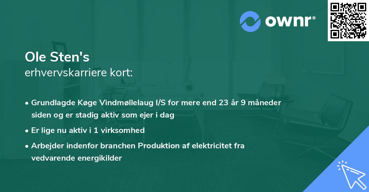 Ole Sten's erhvervskarriere kort