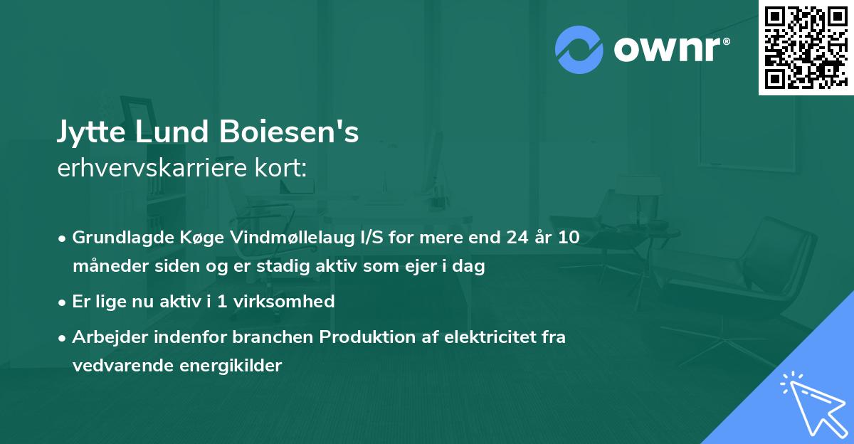 Jytte Lund Boiesen's erhvervskarriere kort