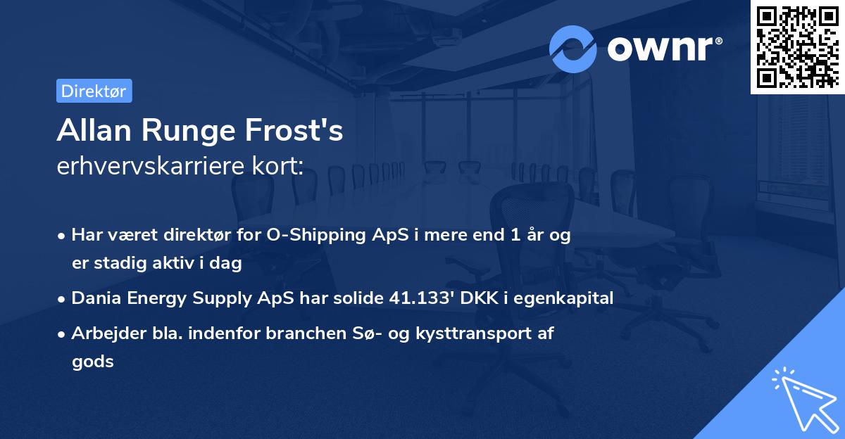 Allan Runge Frost's erhvervskarriere kort