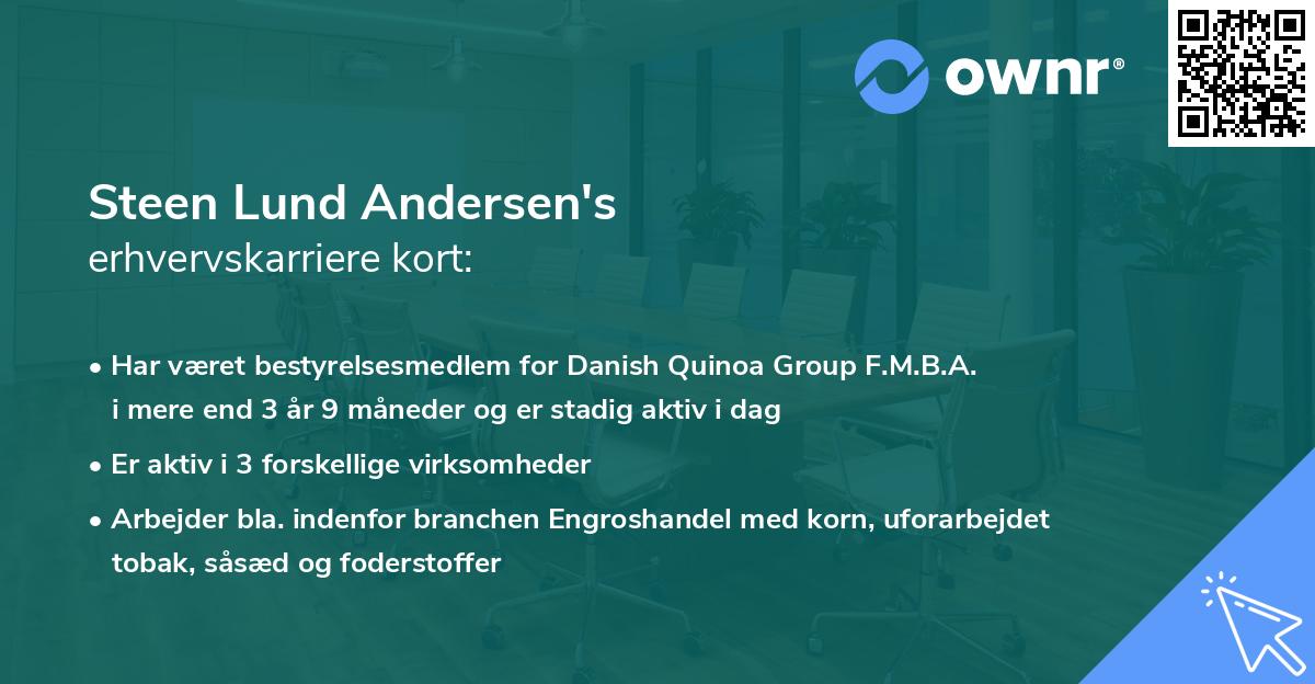 Steen Lund Andersen's erhvervskarriere kort