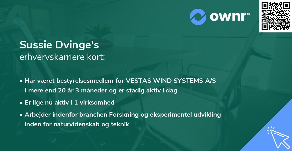 Sussie Dvinge's erhvervskarriere kort