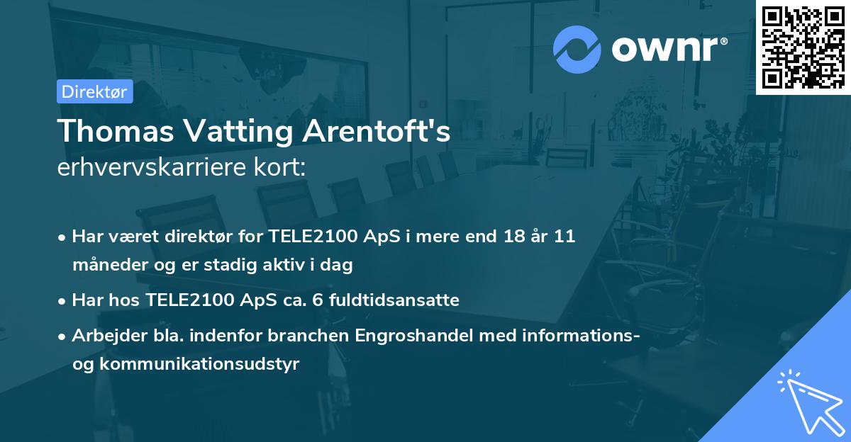 Thomas Vatting Arentoft's erhvervskarriere kort