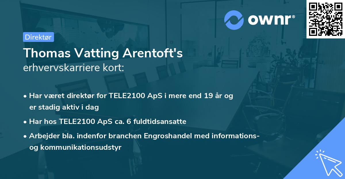 Thomas Vatting Arentoft's erhvervskarriere kort