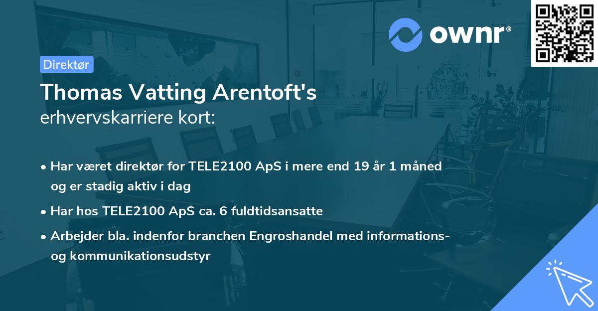 Thomas Vatting Arentoft's erhvervskarriere kort