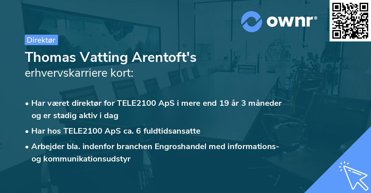 Thomas Vatting Arentoft's erhvervskarriere kort