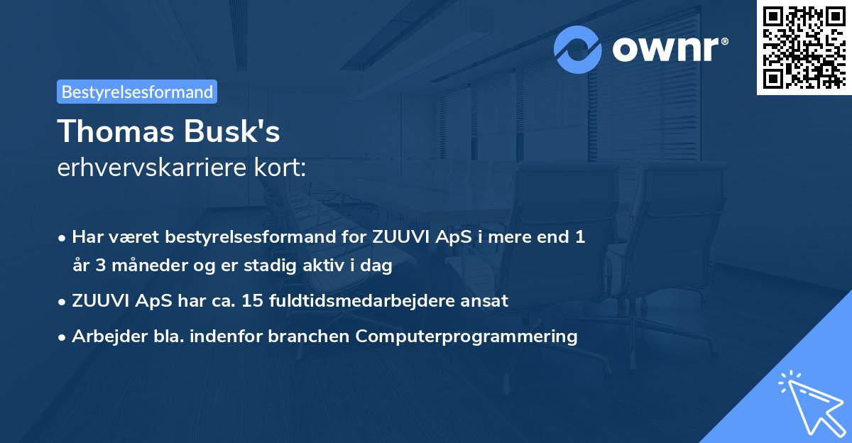 Thomas Busk's erhvervskarriere kort