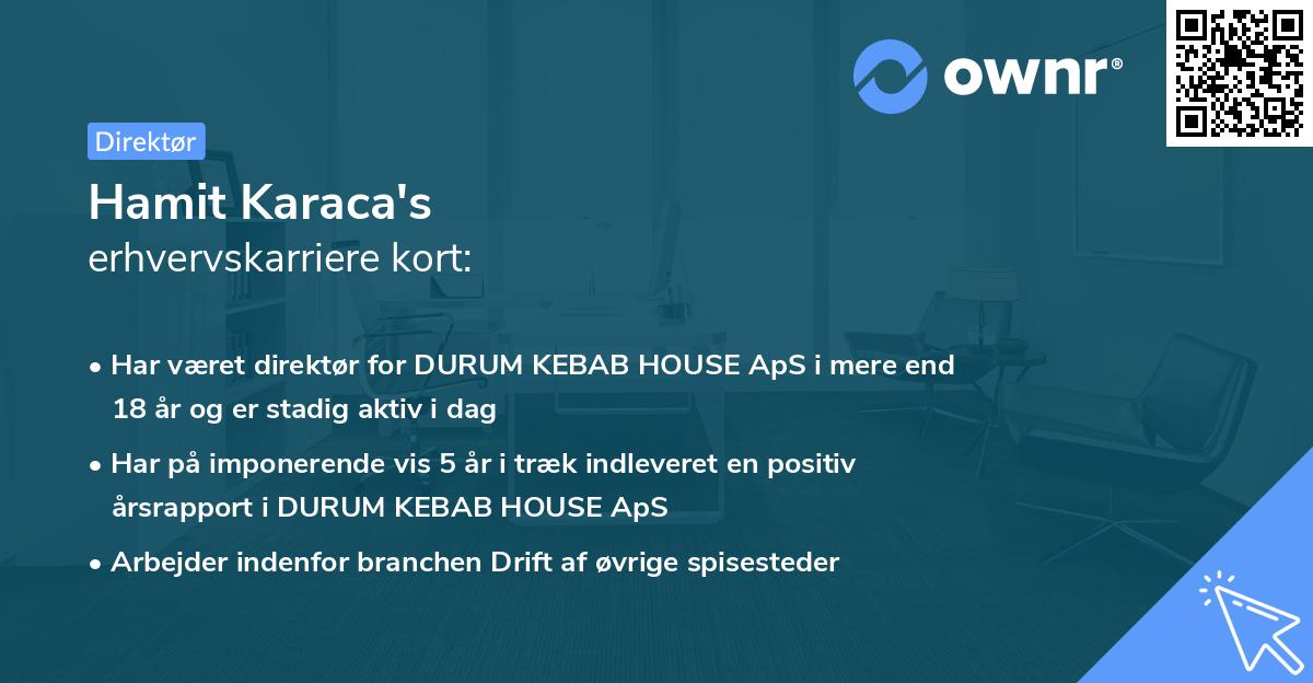 Hamit Karaca's erhvervskarriere kort