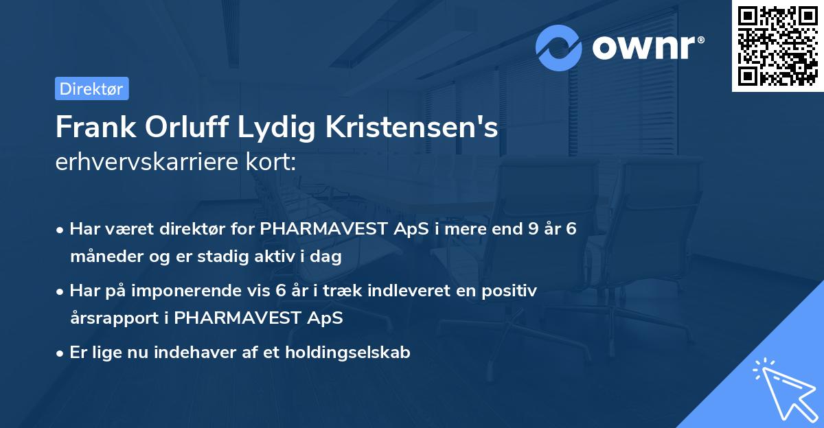 Frank Orluff Lydig Kristensen's erhvervskarriere kort