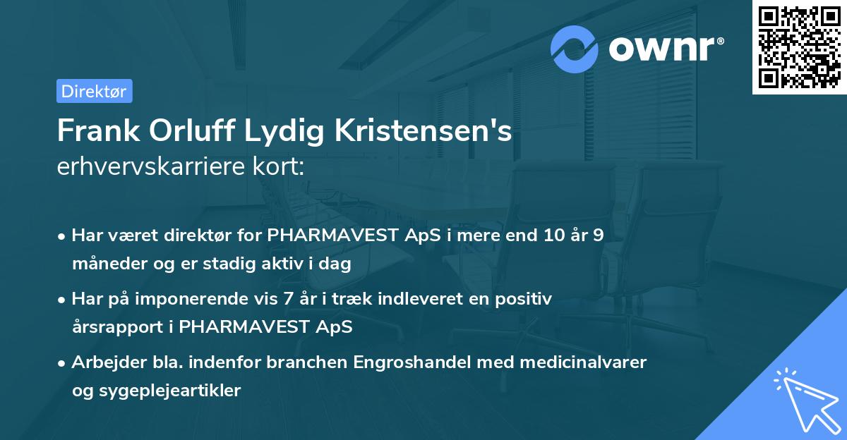 Frank Orluff Lydig Kristensen's erhvervskarriere kort