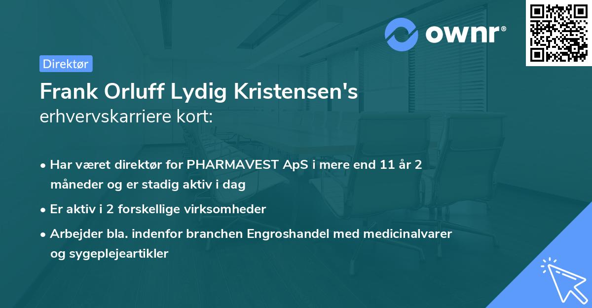 Frank Orluff Lydig Kristensen's erhvervskarriere kort