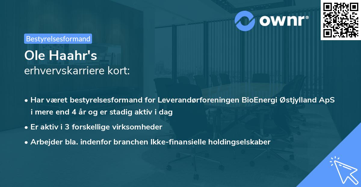 Ole Haahr's erhvervskarriere kort