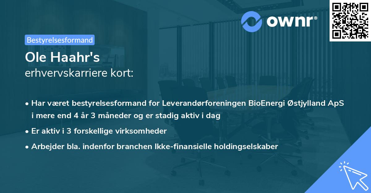 Ole Haahr's erhvervskarriere kort