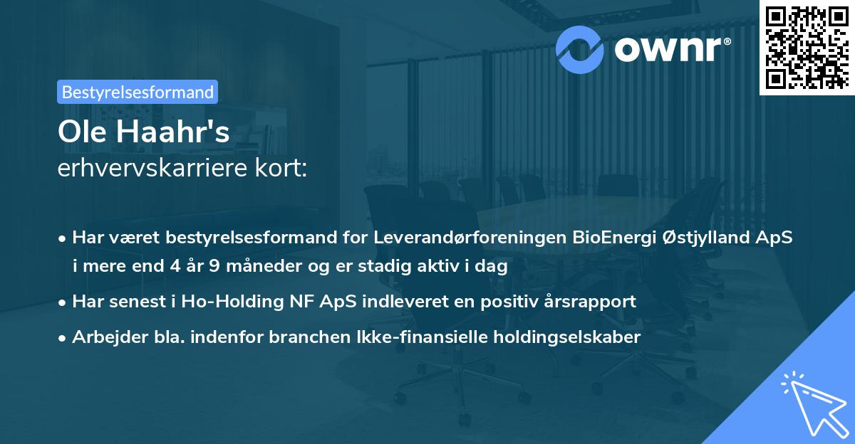 Ole Haahr's erhvervskarriere kort