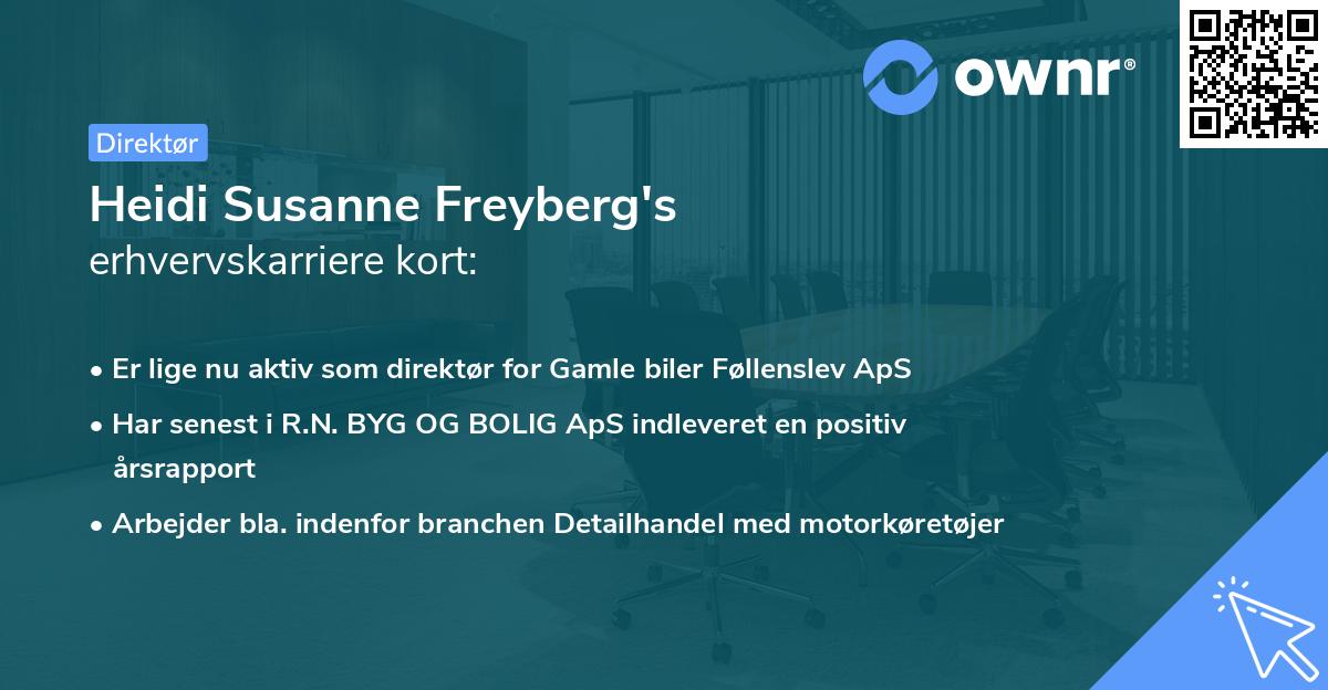 Heidi Susanne Freyberg's erhvervskarriere kort