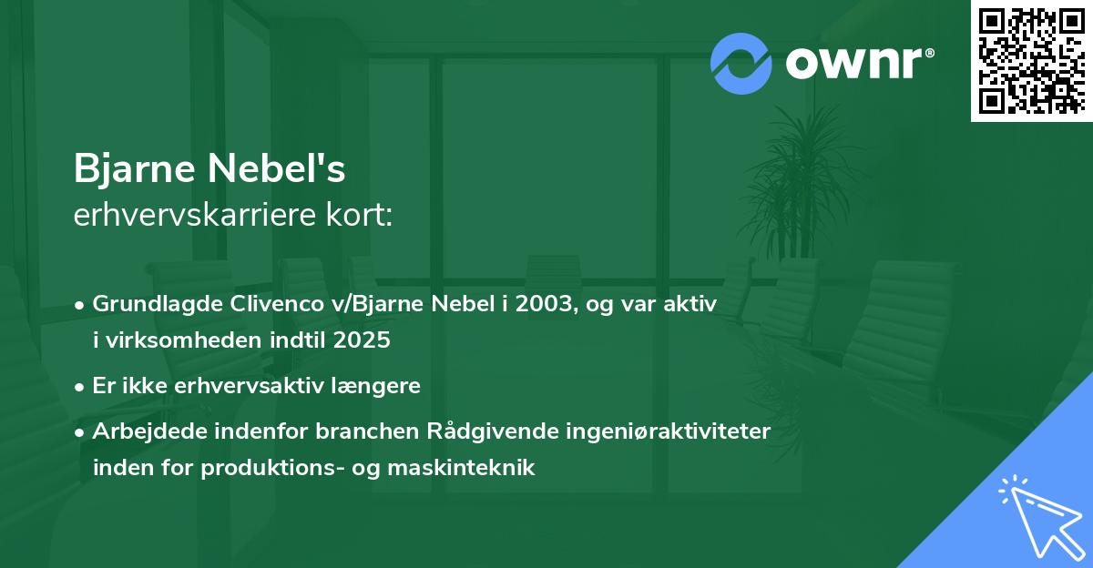 Bjarne Nebel's erhvervskarriere kort