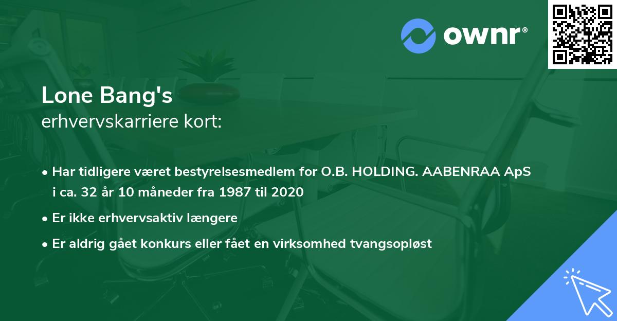 Lone Bang's erhvervskarriere kort