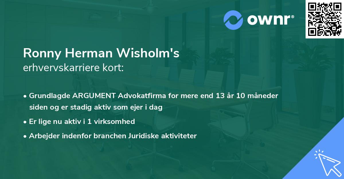 Ronny Herman Wisholm's erhvervskarriere kort