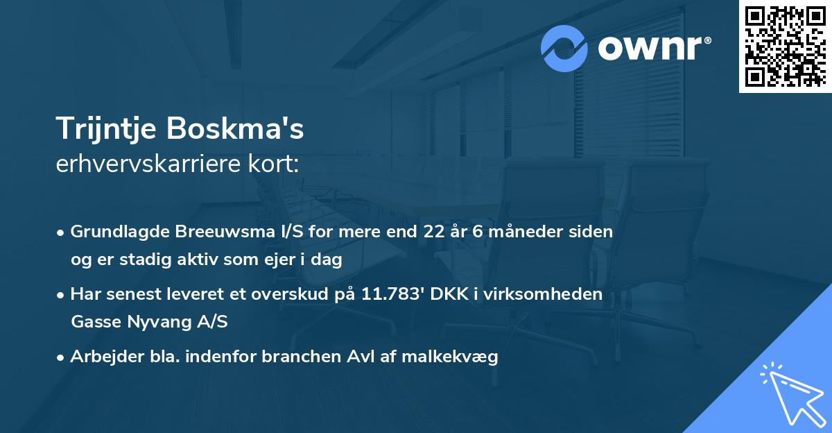 Trijntje Boskma's erhvervskarriere kort