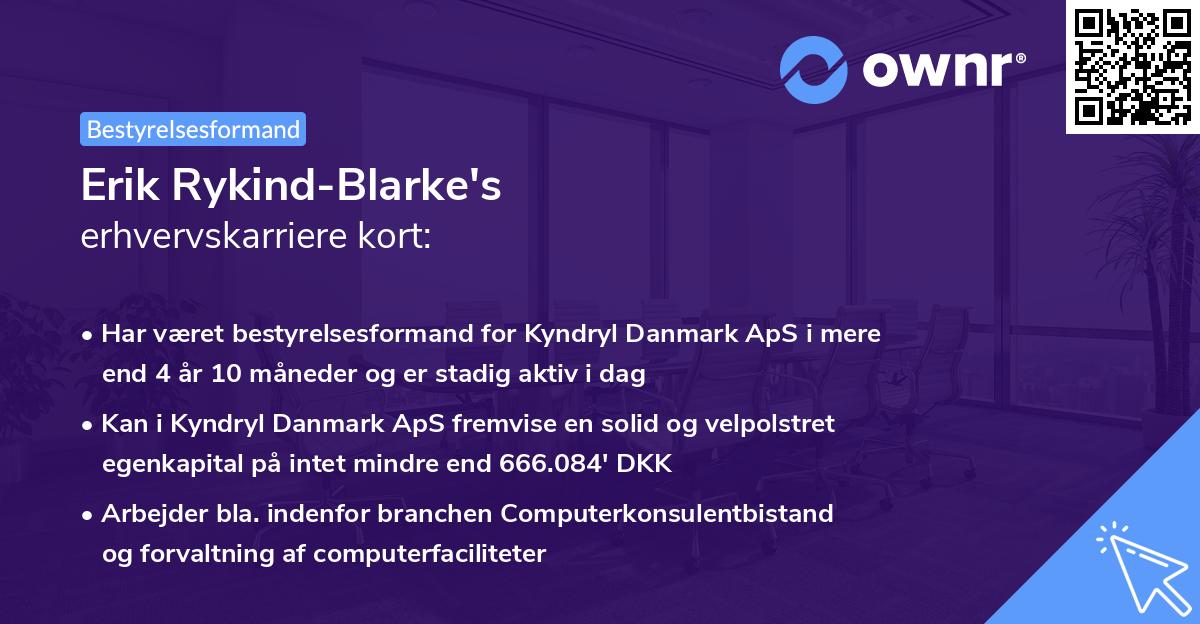 Erik Rykind-Blarke's erhvervskarriere kort