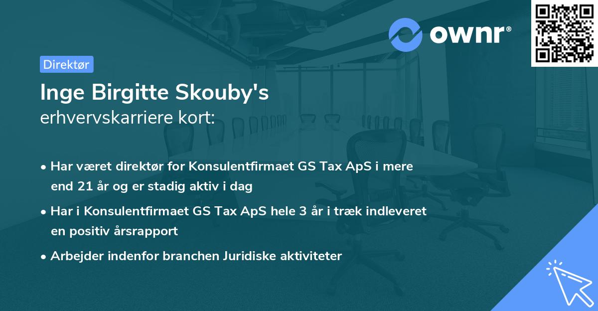 Inge Birgitte Skouby's erhvervskarriere kort