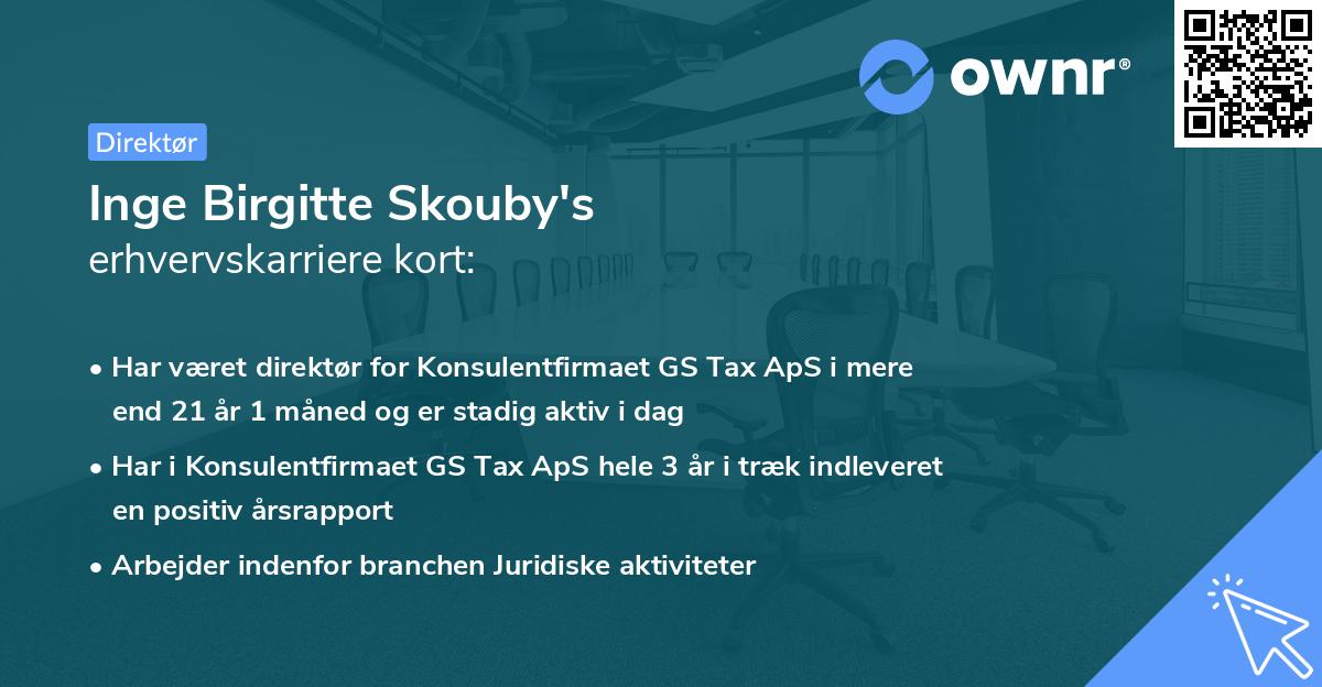 Inge Birgitte Skouby's erhvervskarriere kort