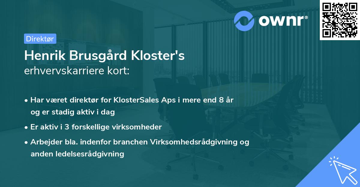 Henrik Brusgård Kloster's erhvervskarriere kort