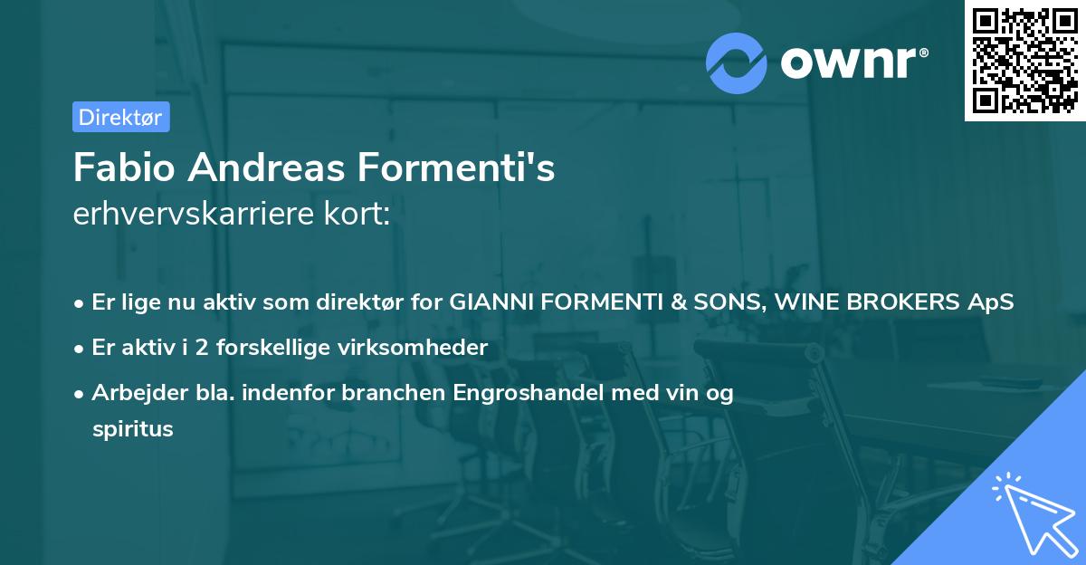 Fabio Andreas Formenti's erhvervskarriere kort