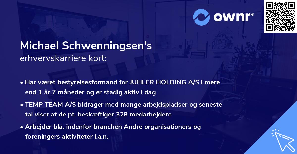 Michael Schwenningsen's erhvervskarriere kort