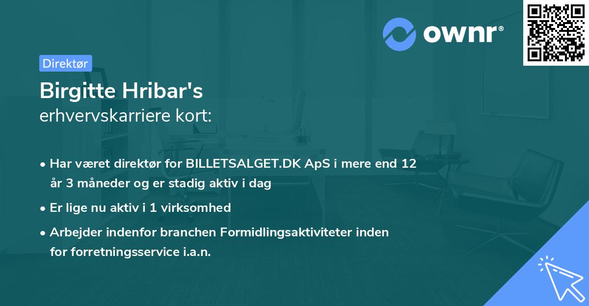 Birgitte Hribar's erhvervskarriere kort
