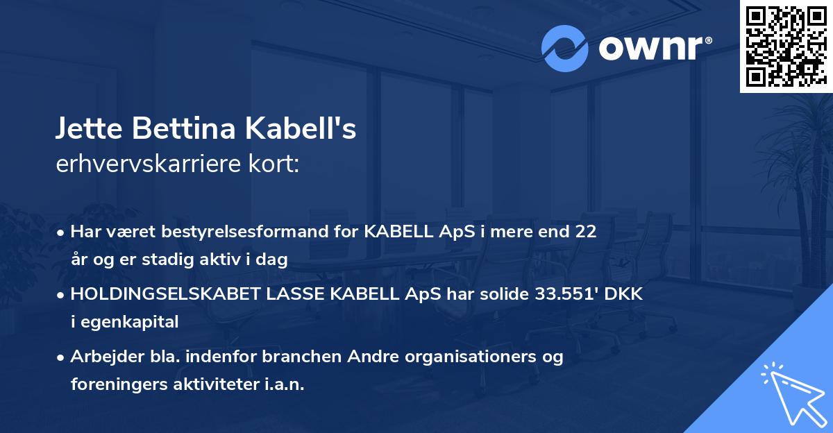 Jette Bettina Kabell's erhvervskarriere kort