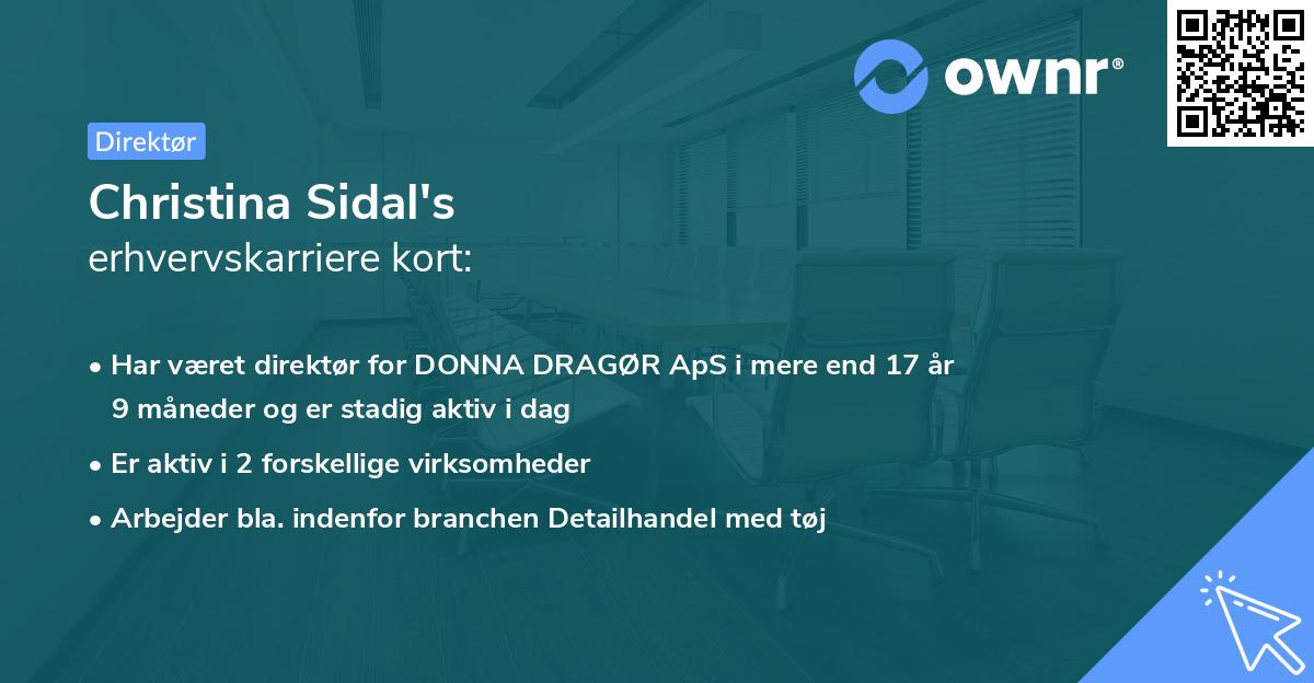 Christina Sidal's erhvervskarriere kort