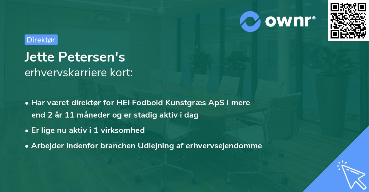 Jette Petersen's erhvervskarriere kort