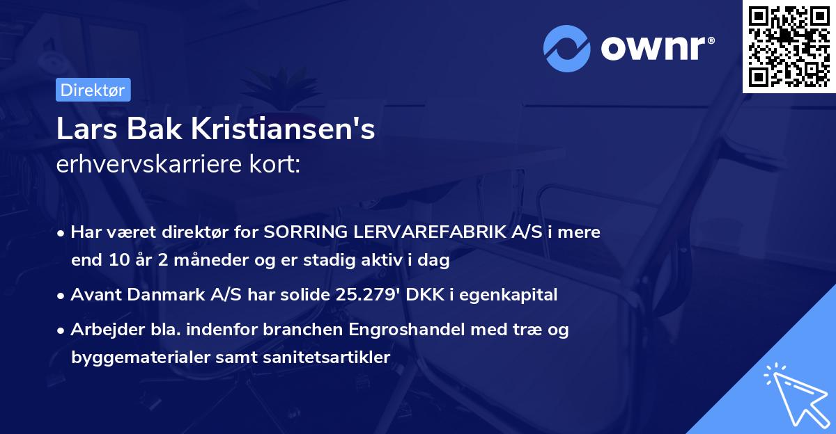 Lars Bak Kristiansen's erhvervskarriere kort