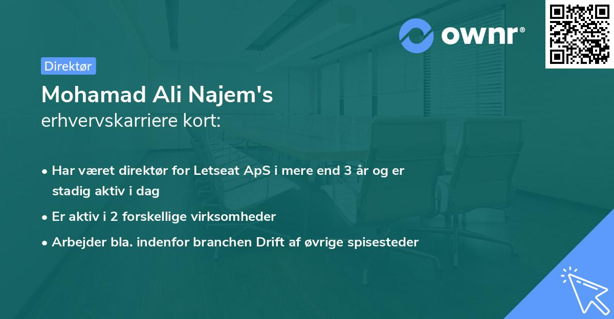 Mohamad Ali Najem's erhvervskarriere kort