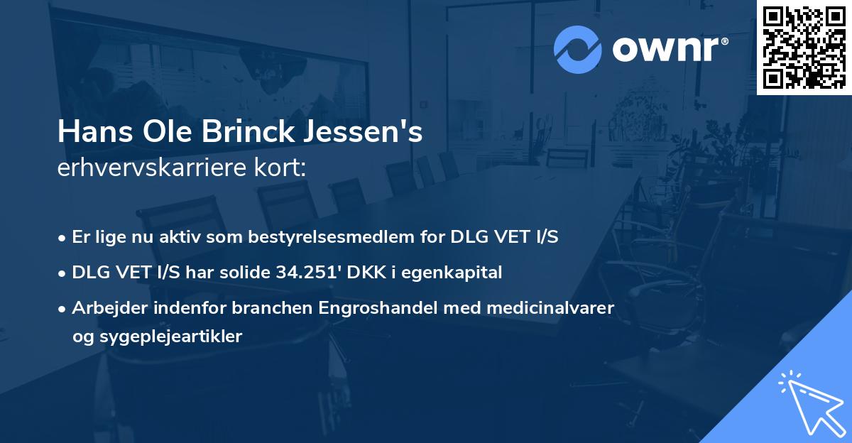 Hans Ole Brinck Jessen's erhvervskarriere kort