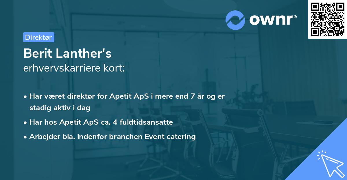 Berit Lanther's erhvervskarriere kort
